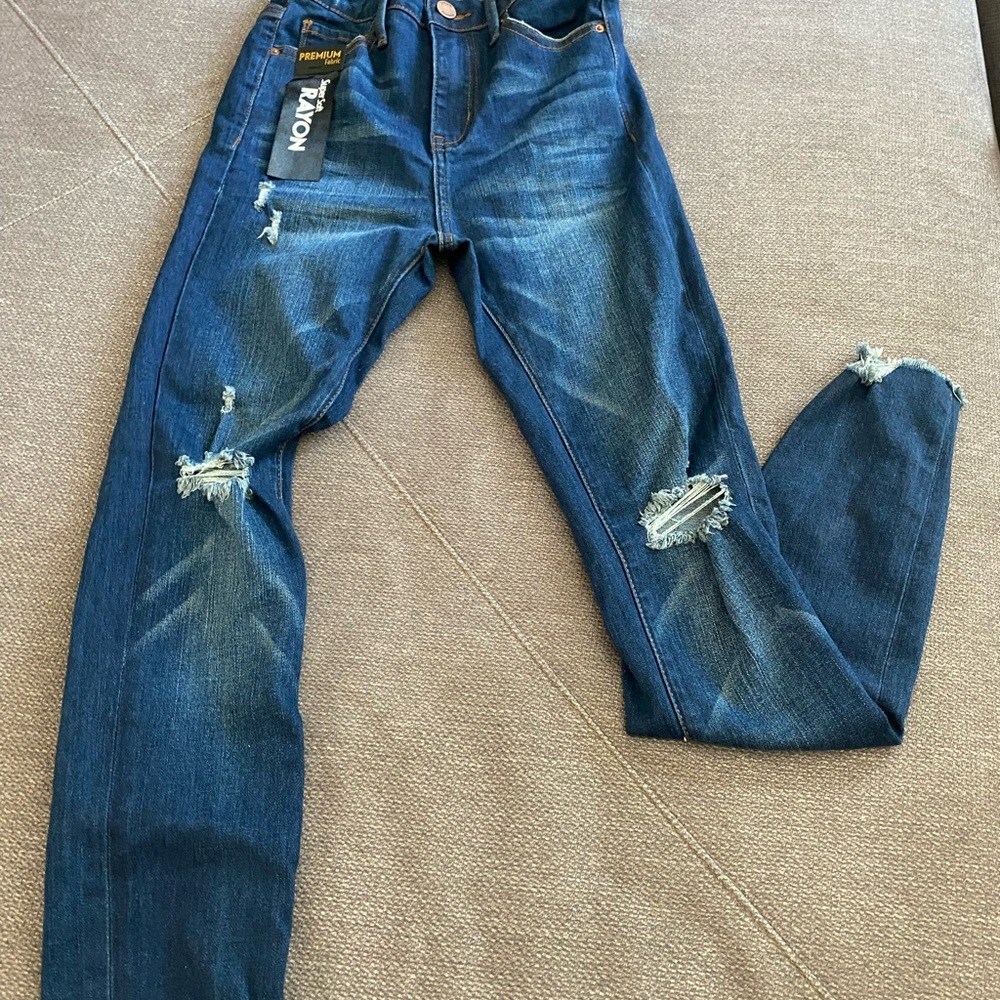 High Rise Distressed Denim Jeans
